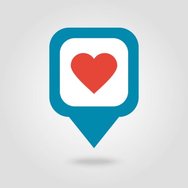 Kalp PIN harita simgesi. Harita işaretçi. İşaretleyicileri göster. Vektör çizim Eps10