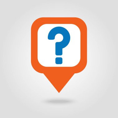 Soru işareti PIN harita simgesi. Harita işaretçi. İşaretleyicileri göster. Vektör çizim Eps10