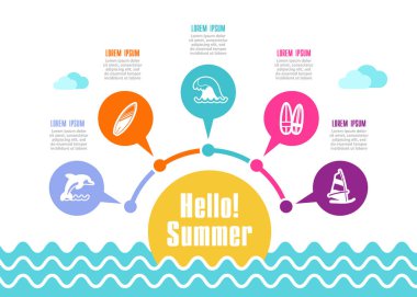 Yaz vektör simgesi. Plaj. Seyahat. Yaz Infographics. Tatil