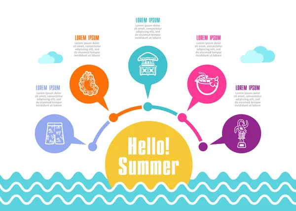 Summer Vector Icon Beach Travel Summertime Infographics Vacation — Stock Vector