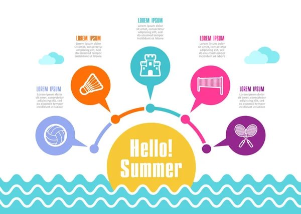 Summer Vector Icon Beach Travel Summertime Infographics Vacation — Stock Vector