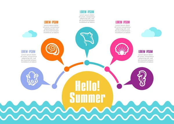 Summer Vector Icon Beach Travel Summertime Infographics Vacation — Stock Vector