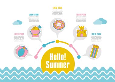 Yaz vektör simgesi. Plaj. Seyahat. Yaz Infographics. Tatil