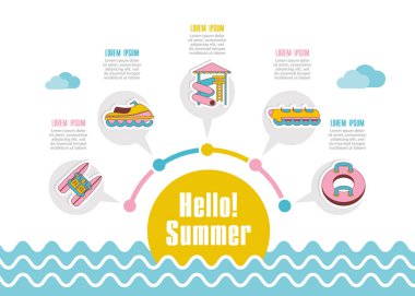 Yaz vektör simgesi. Plaj. Seyahat. Yaz Infographics. Tatil