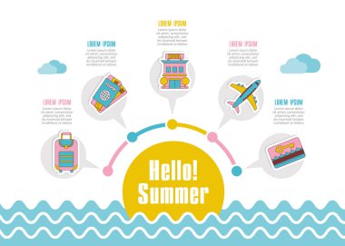 Yaz vektör simgesi. Plaj. Seyahat. Yaz Infographics. Tatil