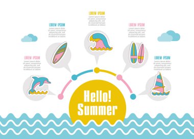 Yaz vektör simgesi. Plaj. Seyahat. Yaz Infographics. Tatil