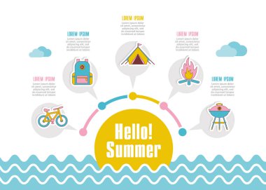 Yaz vektör simgesi. Plaj. Seyahat. Yaz Infographics. Tatil