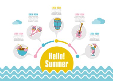 Yaz vektör simgesi. Plaj. Seyahat. Yaz Infographics. Tatil