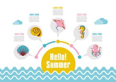 Yaz vektör simgesi. Plaj. Seyahat. Yaz Infographics. Tatil