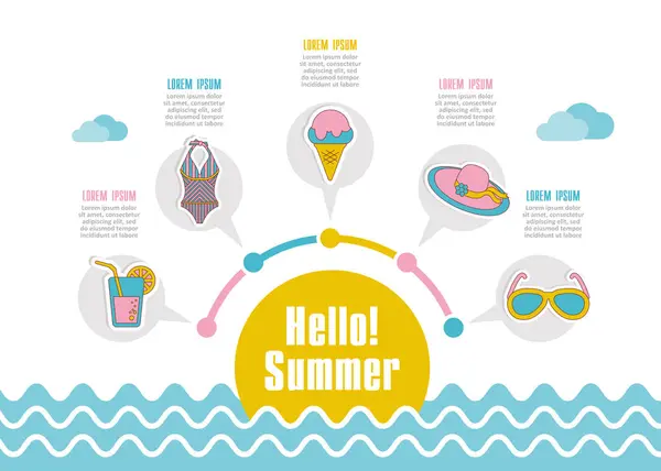 Icône Vectorielle Été Plage Voyage Infographie Estivale Vacances — Image vectorielle