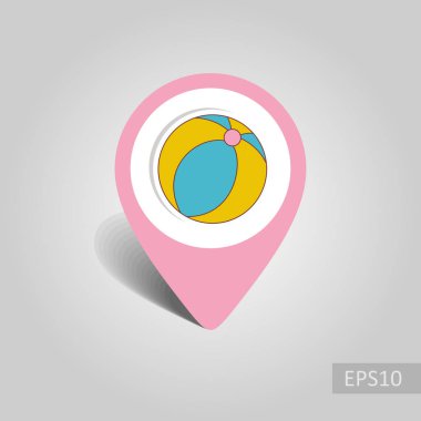 Plaj topu vektör PIN harita simgesi. Tatil harita işaretçi. Yaz harita işaretleri. Yaz. Tatil, eps 10