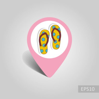 Flip flop vektör PIN harita simgesi. Harita-Beach işaretçi. Yaz harita işaretleri. Tatil. Yaz. Tatil, eps 10