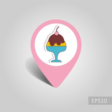 Dondurma vektör PIN harita simgesi. Harita işaretçi. Yaz harita işaretleri. Tatil. Yaz. Tatil, eps 10