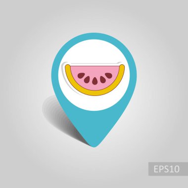 Karpuz dilimi vektör PIN harita simgesi. Harita işaretçi. Yaz harita işaretleri. Tatil. Yaz. Tatil, eps 10