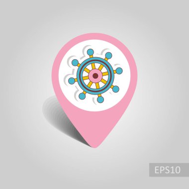 Dümen vektör PIN harita simgesi. Harita işaretçi. Yaz harita işaretleri. Tatil. Yaz. Deniz, eps 10