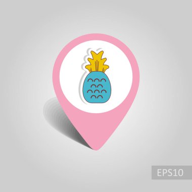 Ananas vektör PIN harita simgesi. Harita-Beach işaretçi. Yaz harita işaretleri. Tatil. Yaz. Tatil, eps 10