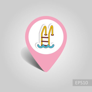 Yüzme Havuzu vektör PIN harita simgesi. Harita-Beach işaretçi. Yaz harita işaretleri. Tatil. Yaz. Tatil, eps 10