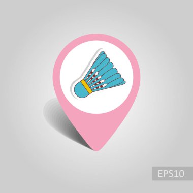 Raketle badminton spor vektör PIN harita simgesi. Harita-Beach işaretçi. Yaz harita işaretleri. Tatil. Yaz. Tatil, eps 10