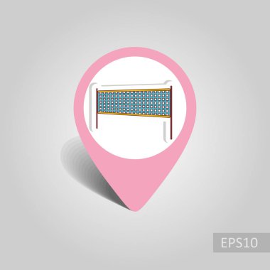 Voleybol net plaj spor vektör PIN harita simgesi. Harita-Beach işaretçi. Yaz harita işaretleri. Tatil. Yaz. Tatil, eps 10