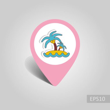 Palmiye ağaçları vektör PIN harita simgesi ile ada. Harita-Beach işaretçi. Yaz harita işaretleri. Tatil. Yaz. Tatil, eps 10