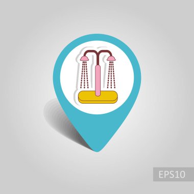 Yaz plaj havuzu duş vektör PIN harita simgesi. Harita-Beach işaretçi. Yaz harita işaretleri. Tatil. Yaz. Tatil, eps 10