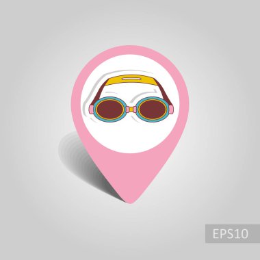 Yüzme gözlüğü vektör PIN harita simgesi. Harita-Beach işaretçi. Yaz harita işaretleri. Tatil. Yaz. Tatil, eps 10