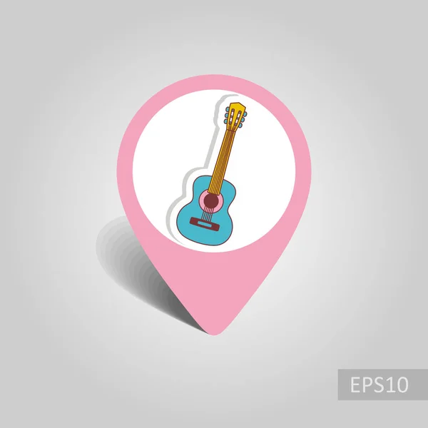 Guitar Beach Vector Pin Map Icon Puntero Mapa Playa Marcadores — Vector de stock