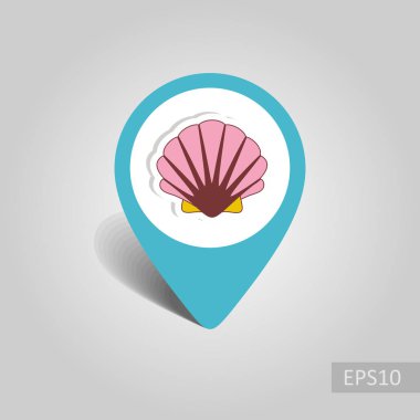 Seashell vektör PIN harita simgesi. Harita-Beach işaretçi. Yaz harita işaretleri. Tatil. Yaz. Tatil, eps 10
