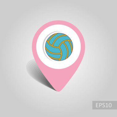 Voleybol vektör PIN harita simgesi. Harita-Beach işaretçi. Yaz harita işaretleri. Tatil. Yaz. Tatil, eps 10