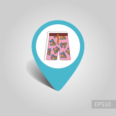Erkekler plaj şort PIN harita simge vektör. Harita-Beach işaretçi. Yaz harita işaretleri. Tatil. Yaz. Tatil, eps 10