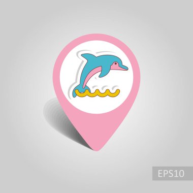 Yunus vektör PIN harita simgesi. Harita-Beach işaretçi. Yaz harita işaretleri. Yaz. Tatil, eps 10