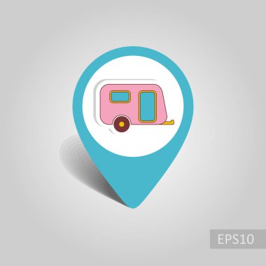 Kamp karavan vektör PIN harita simgesi. Harita-Beach işaretçi. Yaz harita işaretleri. Yaz. Tatil, eps 10