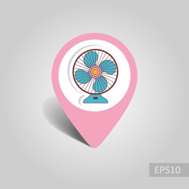 Vantilatör vektör PIN harita simgesi. Harita işaretçi. Yaz harita işaretleri. Yaz. Tatil, eps 10