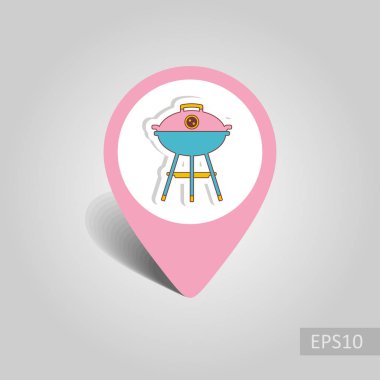 Barbekü Izgara vektör PIN harita simgesi. Harita işaretçi. Yaz harita işaretleri. Yaz. Tatil, eps 10