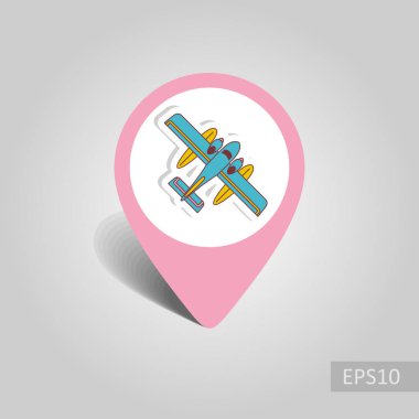 Deniz uçağı vektör PIN harita simgesi. Seyahat harita işaretçi. Yaz harita işaretleri. Yaz. Tatil, eps 10