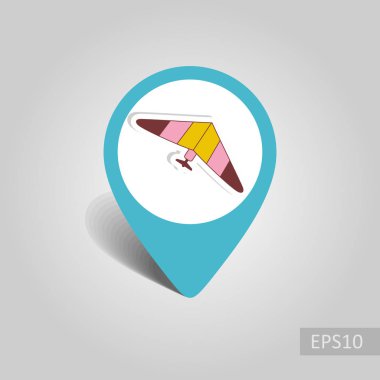 Hang Glider vektör PIN harita simgesi. Seyahat harita işaretçi. Yaz harita işaretleri. Yaz. Tatil, eps 10