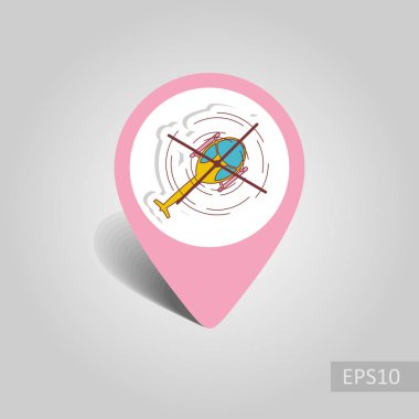 Helikopter vektör PIN harita simgesi. Seyahat harita işaretçi. Yaz harita işaretleri. Yaz. Tatil, eps 10