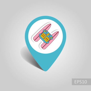 Deniz bisikleti tekne beach vektör PIN harita simgesi. Harita-Beach işaretçi. Yaz harita işaretleri. Yaz. Tatil, eps 10