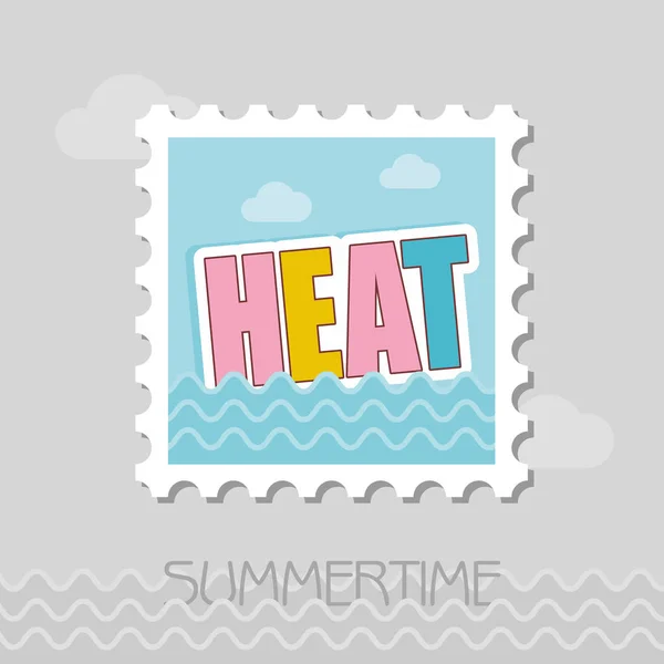 Heat Flat Stamp Beach Summer Summertime Vacation Eps — Stock Vector