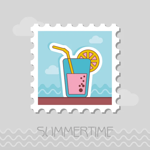 Cocktail Flat Stamp Beach Summer Summertime Vacation Eps — Stock Vector