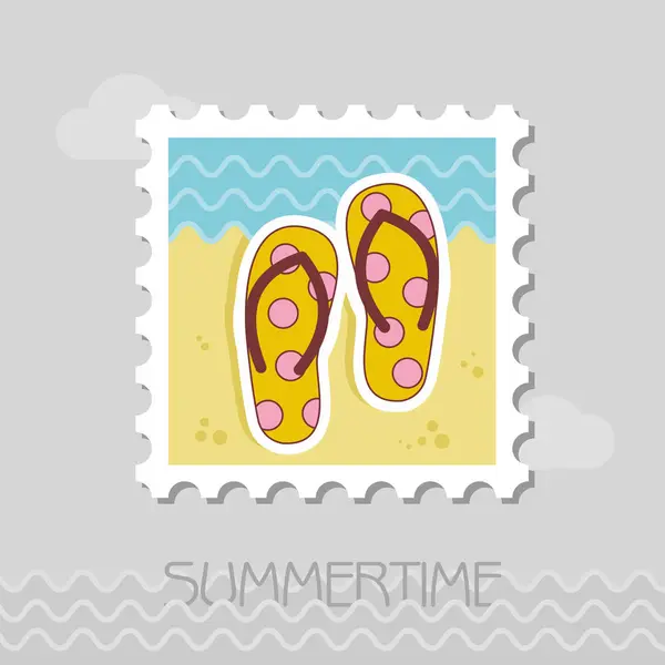 Flip Flops Platte Stempel Strand Zomer Zomer Vakantie Eps — Stockvector