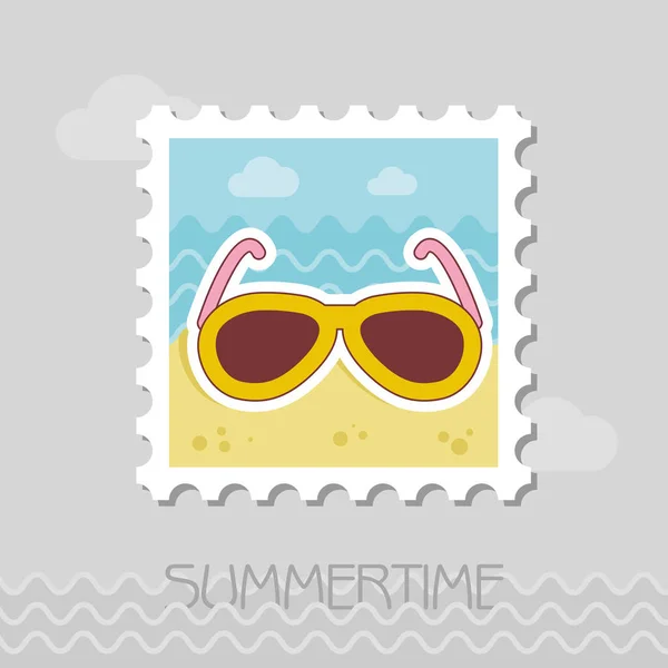 Lunettes Soleil Timbre Plat Plage Été Été Vacances Eps — Image vectorielle