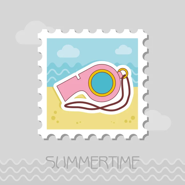Whistle Flat Stamp Beach Summer Summertime Vacation Eps — Stock Vector