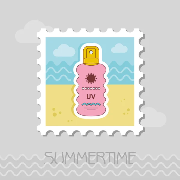 Sun Cream Spray Flat Stamp Beach Summer Summertime Vacation Eps — Stock Vector
