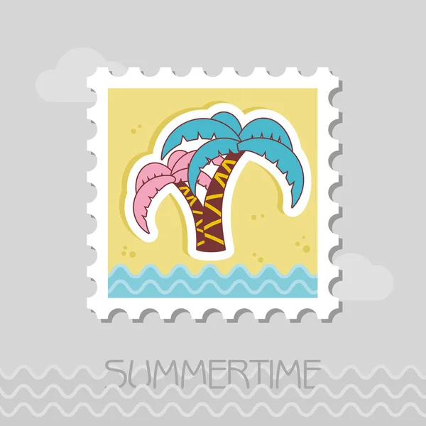 Palm Tree Vector Stamp Beach Summer Summertime Holiday Vacation Eps — Stock Vector