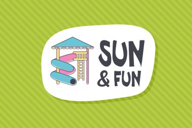 Renkli sevimli elle çizilmiş yaz kartları, arka plan. T-shirt için vektör çizimler, poster yazdırır. Tatil, seyahat, tatil tema. Güneş ve eğlenceli