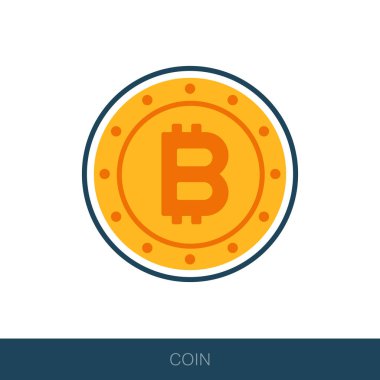Bitcoin düz simgesi. Blockchain teknoloji, bitcoin, altcoins, cryptocurrency madencilik, finans, dijital para piyasası vektör tasarımı