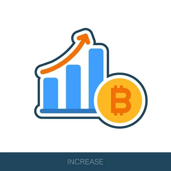 Ersparnisse Steigende Kolonnen Von Goldmünzen Bitcoin Wachstumskonzept Vektor Design Der — Stockvektor