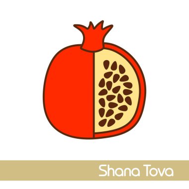 Granat. Rosh Hashanah simgesi. Shana tova. İbranice tatlı ve mutlu yeni yıl