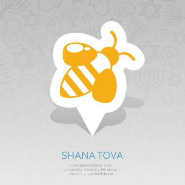Arı. Rosh Hashanah PIN harita simgesi. Shana tova harita işaretçi. Tatlı ve mutlu yeni yıl İbranice. Harita işareti. Web sitesi tasarımı, logo, app, Kullanıcı arabirimi için grafik sembolü. Vektör çizim
